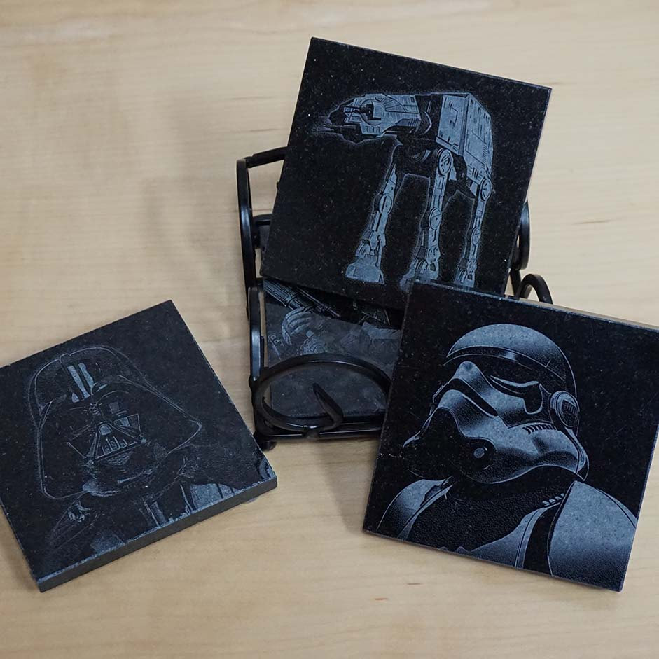 Engraved Star Wars Coaster Set ~ Engraved Granite Coasters